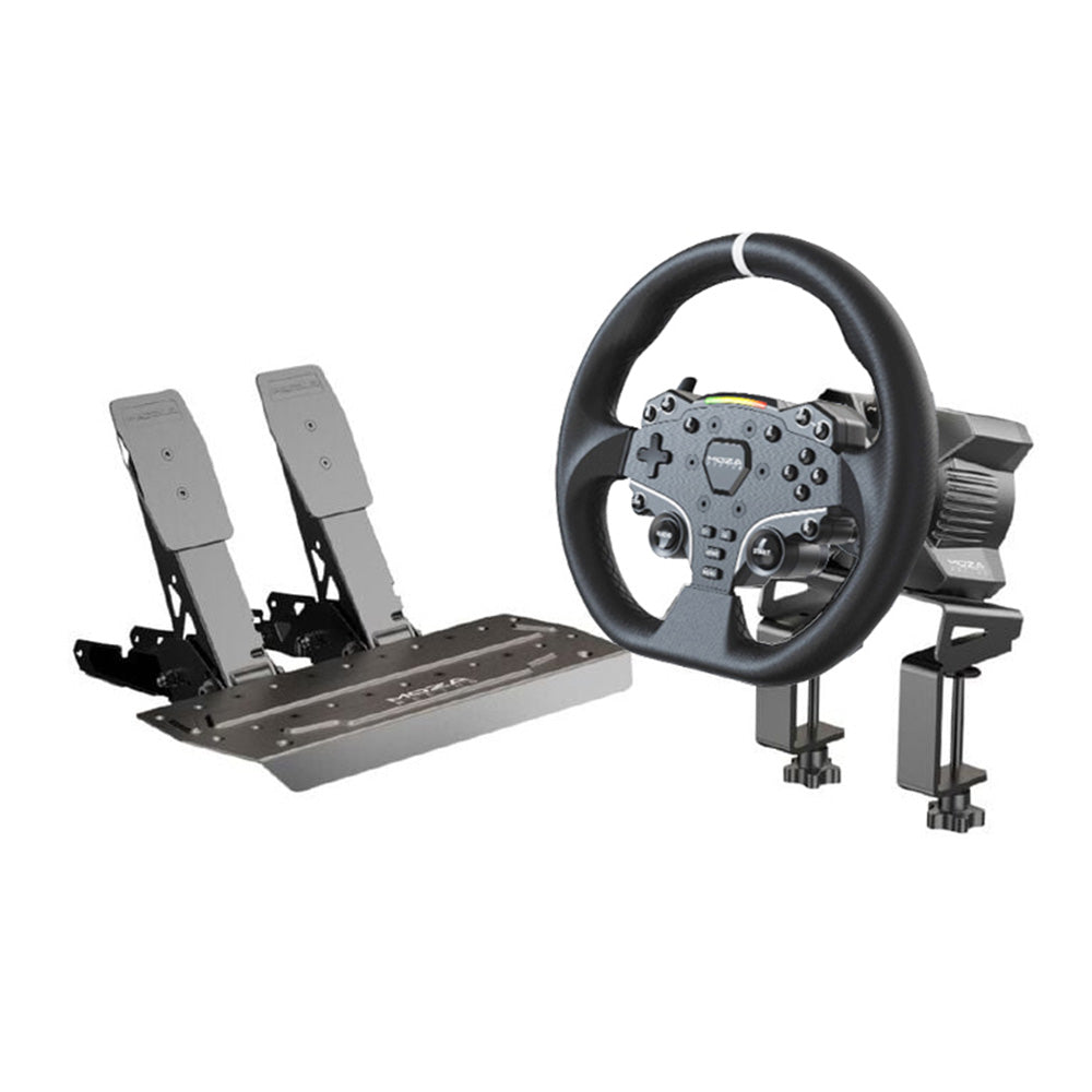 MOZA Racing R3 直驅方向盤套裝 - PC專用版 (3.9 Nm直驅基座 + ES Lite方向盤 + SRP Lite雙腳踏 + 桌面夾)