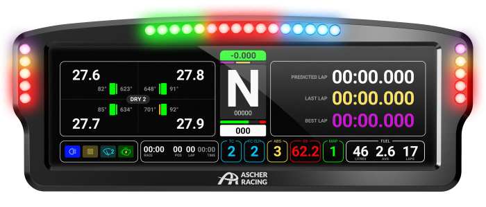 Ascher Racing 8" 模擬賽車儀表板 (Dashboard)