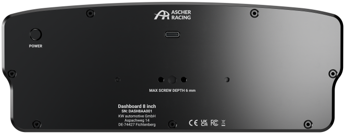 Ascher Racing 8" 模擬賽車儀表板 (Dashboard)